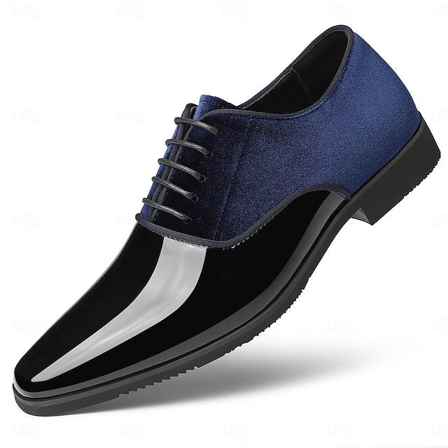 and White Shoes Blue Velvet Finish Glossy Men's with