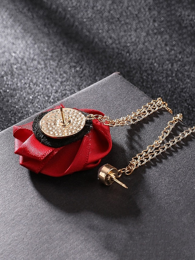 Rose – Chain Men's with Lapel Elegant Gold Pin Red