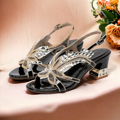 Shoes Toe Wedding Round Party Rhinestone Women's Sandals