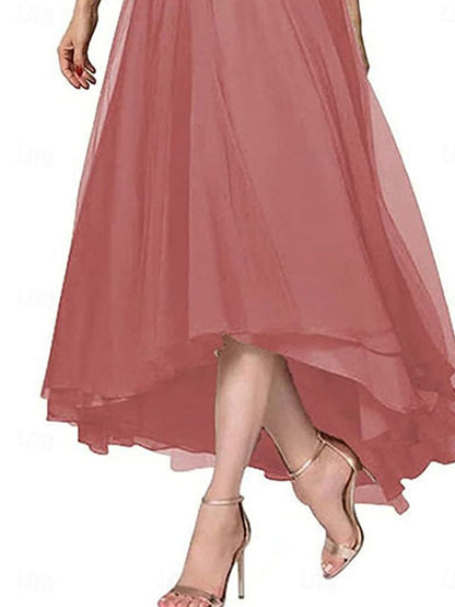 Mother Bride Asymmetrical the Elegant Neck V of Dress A-Line