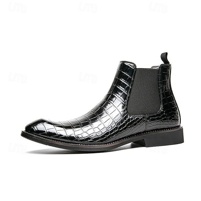 Chelsea – Brown Slip-On Men's Pattern Crocodile Boots