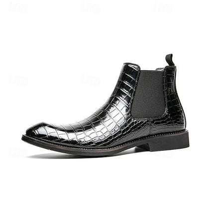 Chelsea – Brown Slip-On Men's Pattern Crocodile Boots