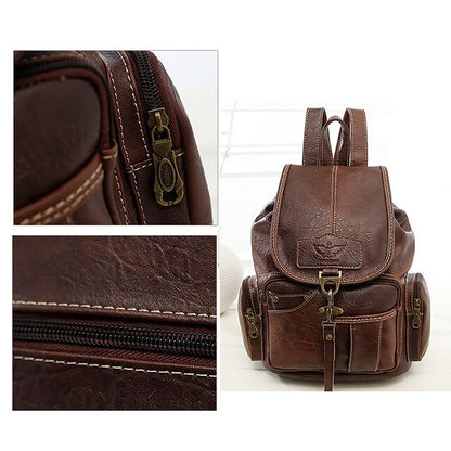 Women's with Backpack Vintage Leather Pockets Faux Multiple