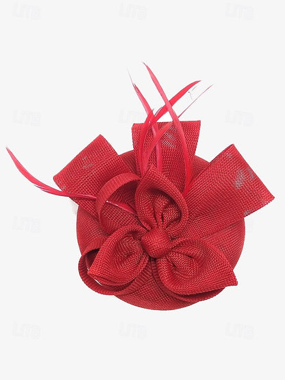 and Feather with Hat Fascinator Bow Accents Women's Green