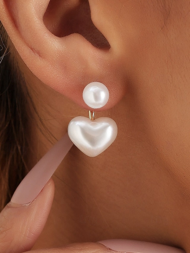 Heart-Shaped Earrings Pearl – Romantic Minimalist Elegant Drop