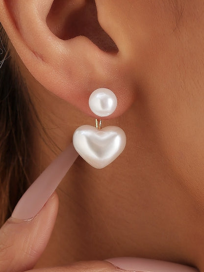 Heart-Shaped Earrings Pearl – Romantic Minimalist Elegant Drop