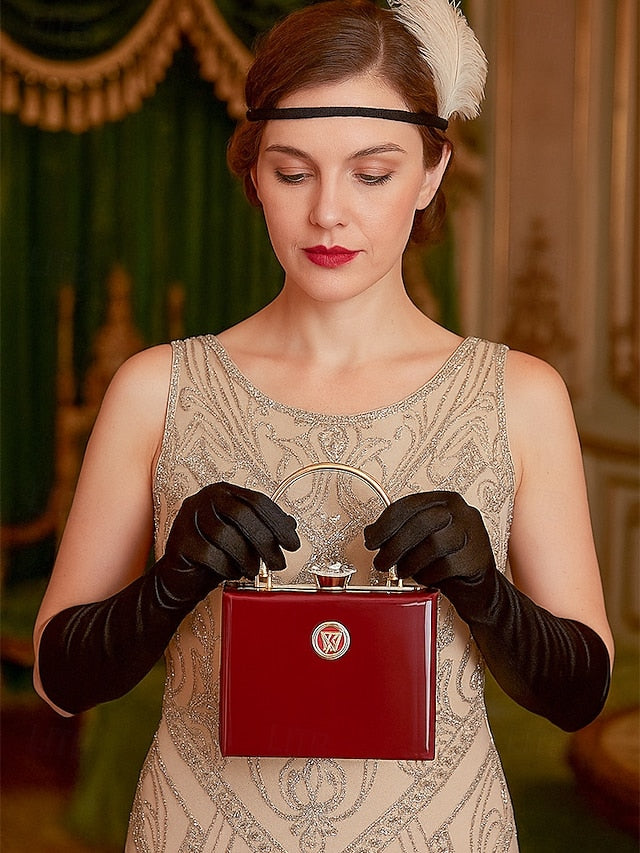 Evening Burgundy with Handbag Patent Leather Gold Women's