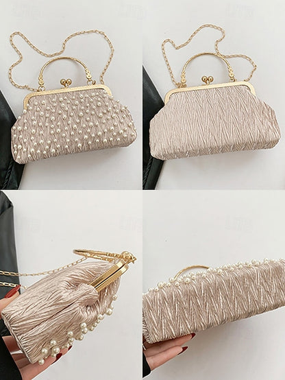 Evening Beaded – Women's Vintage Bag Clutch Pearl Elegant
