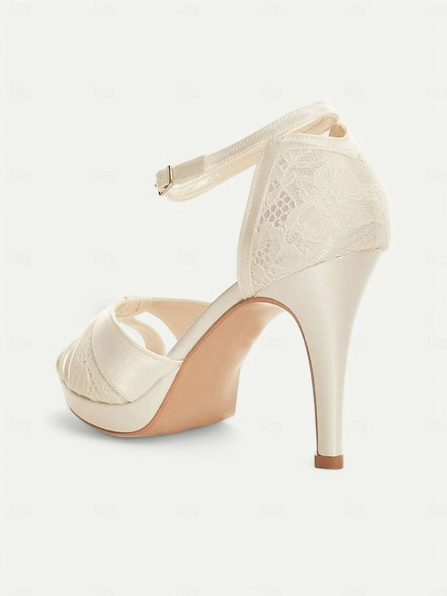 Satin Heel Women's High Peep Toe Pink Sandals Elegant with