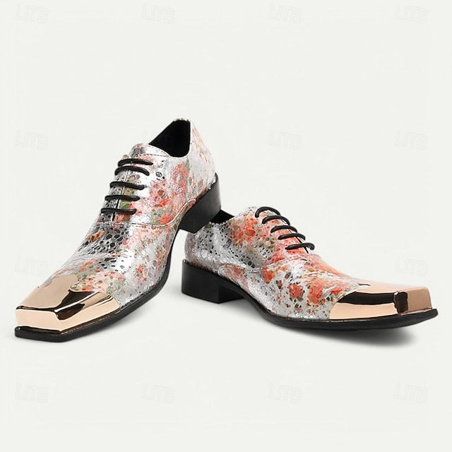 Floral Men's Patent Leather – Printed Oxford Shoes
