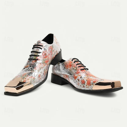 Floral Men's Patent Leather – Printed Oxford Shoes