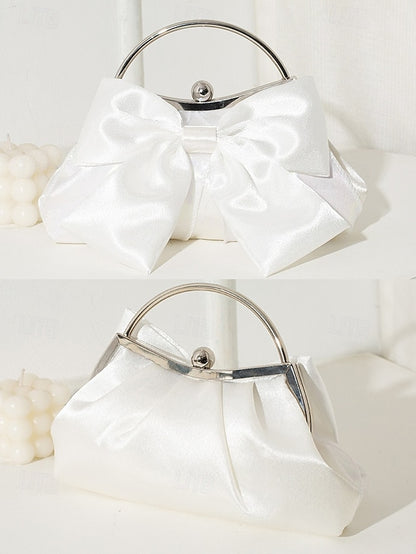 Evening Elegant Satin Bow Bag Pearl – Women's Clutch
