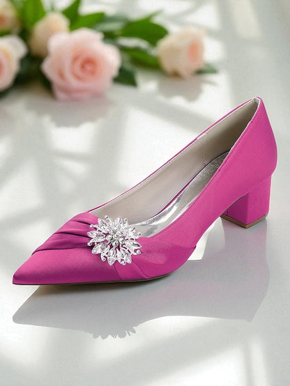 Low Heel White with Pumps Crystal Block Women's