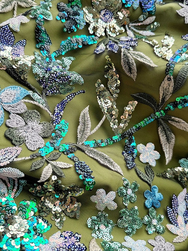 Embroidered Floral A-Line Satin the Mother Evening of Gown Bride