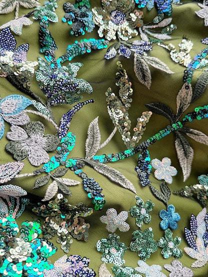 Embroidered Floral A-Line Satin the Mother Evening of Gown Bride