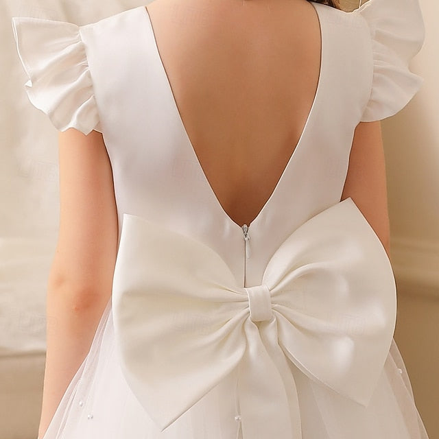 Girl Color Party Flower Kids Solid Girls' Dress