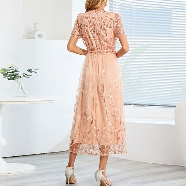 Sequin Dress Bride of A-Line Neck V the Elegant Mother