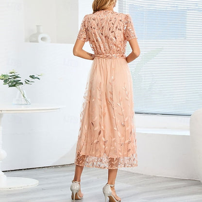 Sequin Dress Bride of A-Line Neck V the Elegant Mother