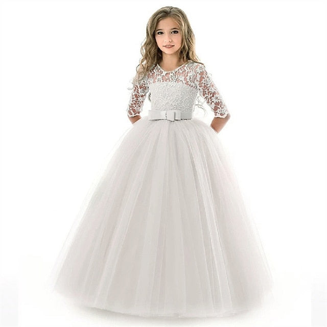 Kids Flower Girl Sleeve Dress Girls' Wedding Half