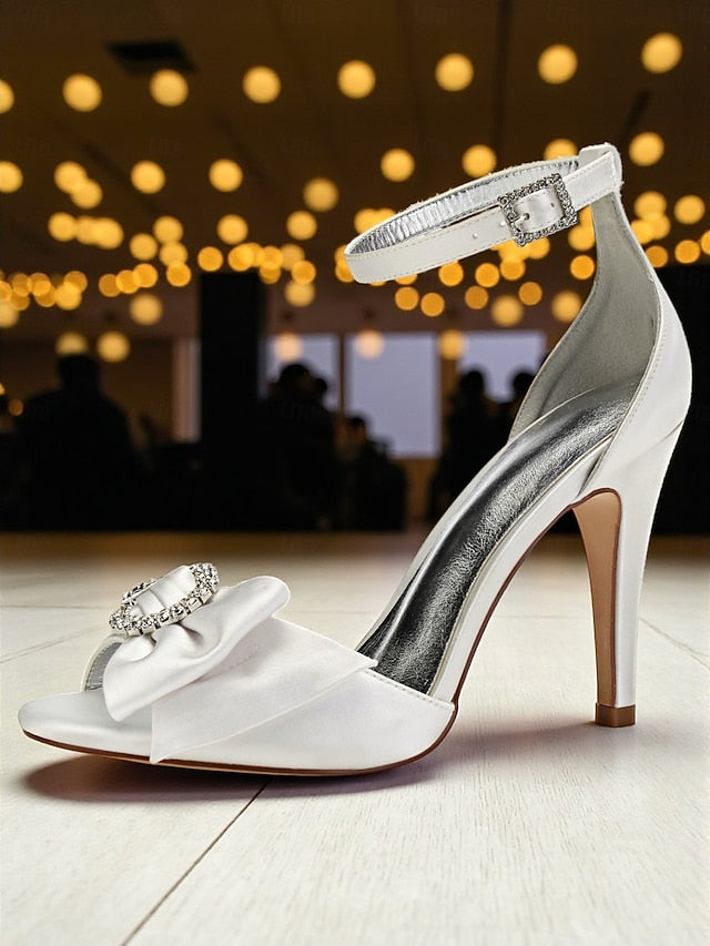 Women's Satin High Heel Purple with Rhinestone Sandals