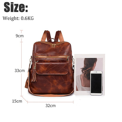 and Vintage Backpack Leather Tassel Purse with Women's Faux