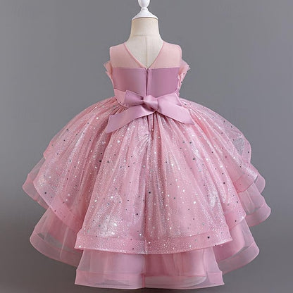 Kids Flower Sequin Party Girl Dress Girls' Sleeveless