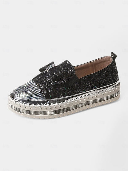 Glittery Slip-On Loafers for – Women Rhinestone Sparkling