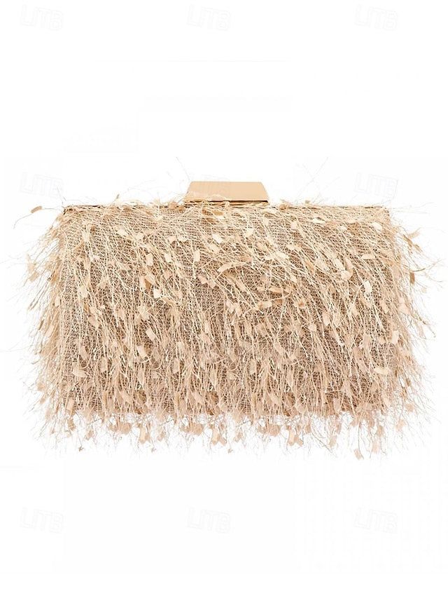 Women's Evening with Feathered Clutch Chic Strap Chain