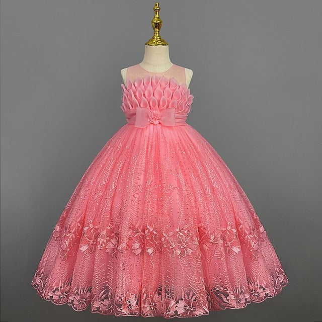 Kids Girl Solid Colored Dress Girls' Flower