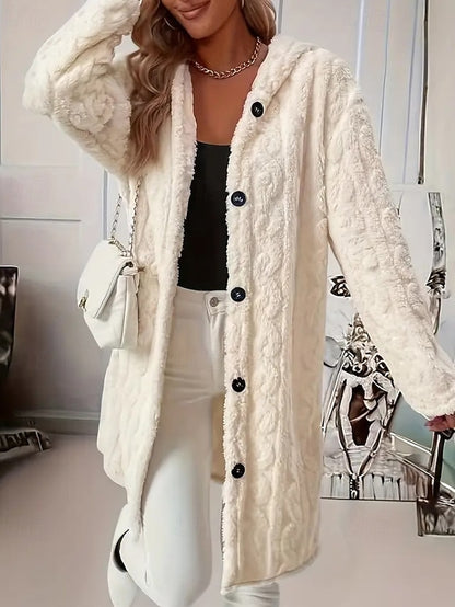 Comfortable Women's Casual Warm Fur Buttons Coat Faux
