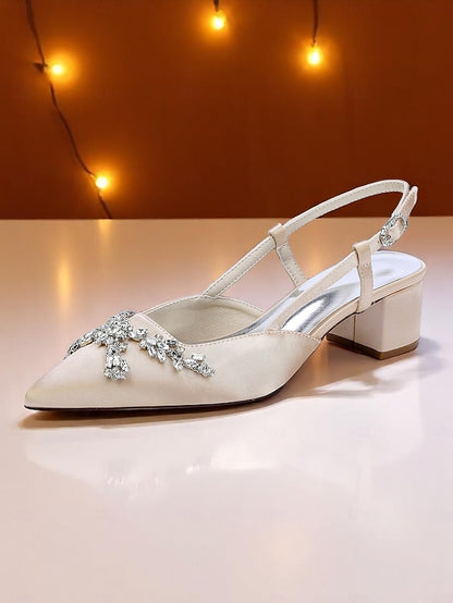 Women's Satin Black Heels Slingback