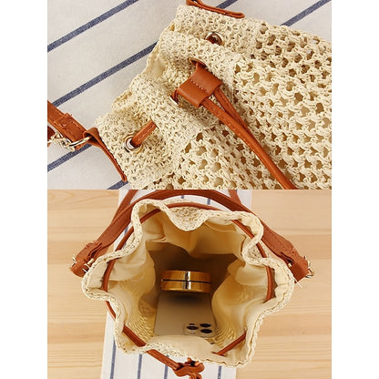 Bag - with Tote Women’s Summer Woven Drawstring Stylish Bucket