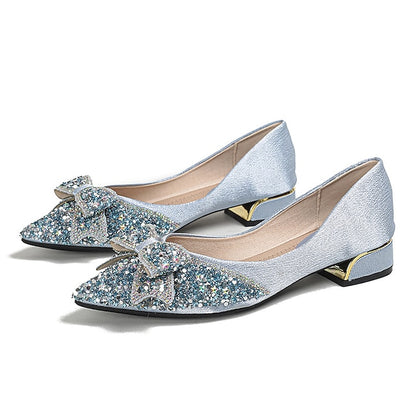 Bow Flats with Women's Rhinestone Glitter - Elegant Detail