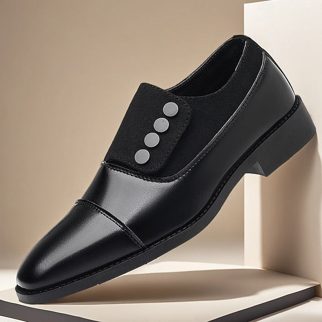 Black Men's Decor Classic Shoes Slip-On Button