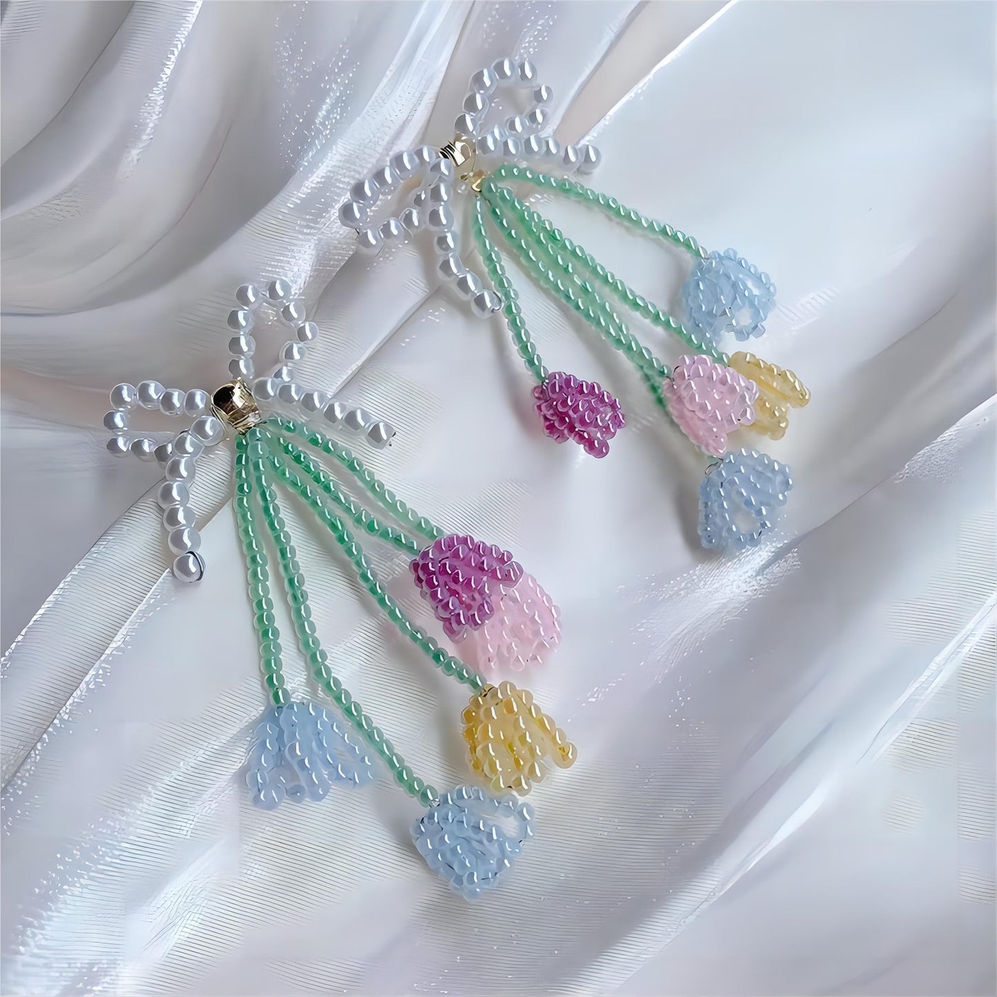 Tulip To Butterfly Beaded Earrings