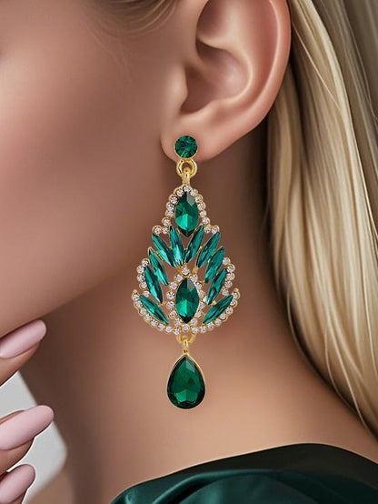 Crystal Drop Women's Earrings – Emerald Green