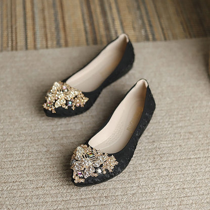 - Flats Floral Women's Crystal Embellished Wedding Foldable