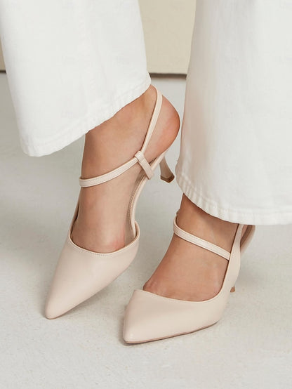 Women's Elegant Slingback Pumps Kitten Nude – Heel
