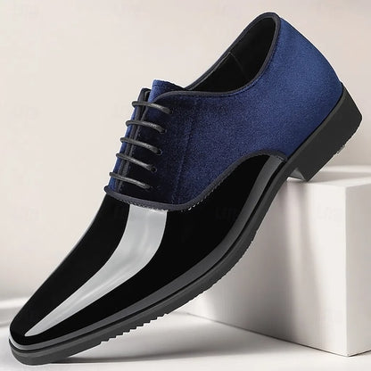 and White Shoes Blue Velvet Finish Glossy Men's with
