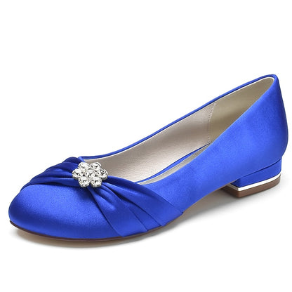 Blue Rhinestone Women's with Satin Wedding Flats Light