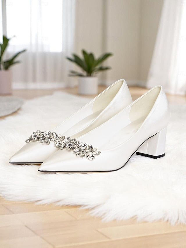 Toe Champagne Satin Wedding Women's with Pumps Pointed