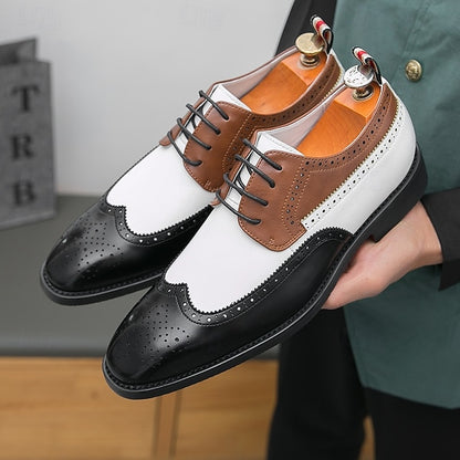 Shoes Tri-Color Brogue in Black Oxford Wingtip Men's