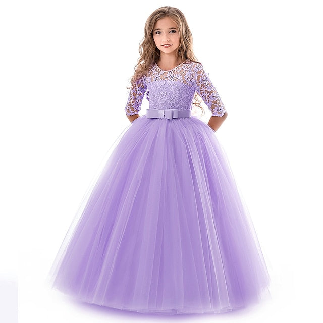 Kids Flower Girl Sleeve Dress Girls' Wedding Half