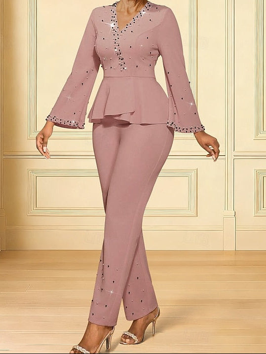 Jumpsuits the Elegant Length Mother V of Ankle Bride Dress Neck