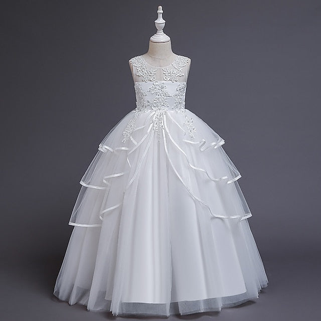 Kids Solid Dress Girls' Sleeveless Party Color