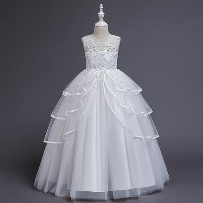 Kids Solid Dress Girls' Sleeveless Party Color