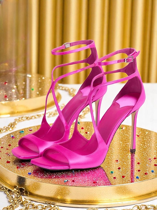 Satin Elegant Heels Crisscross - Stiletto Lavender Women's