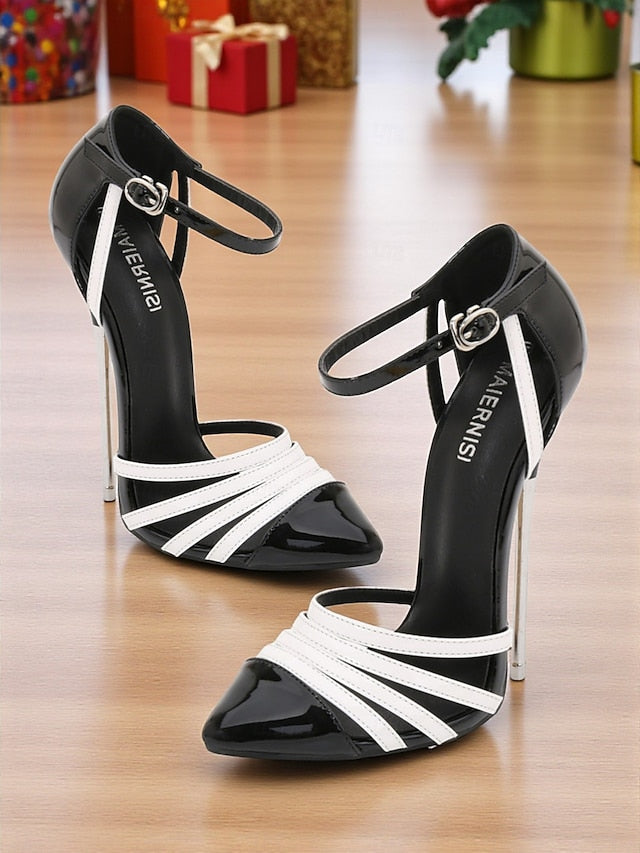 Red Women's Black - and Leather Stiletto Patent Heels