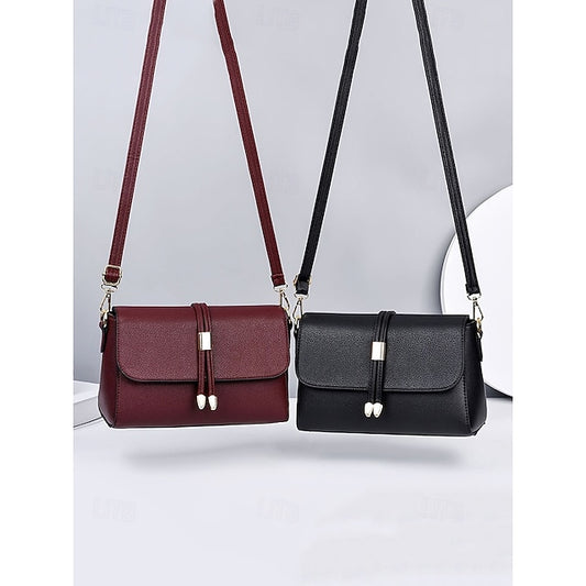 Burgundy Bags in Crossbody Leather Black Women's Faux and