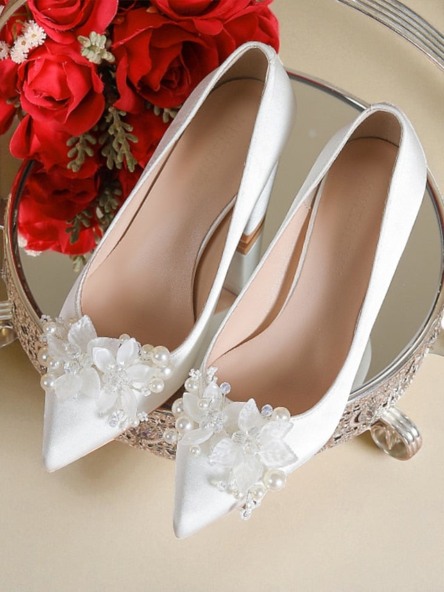 Women's Pearl White and Heels with Wedding Crystal